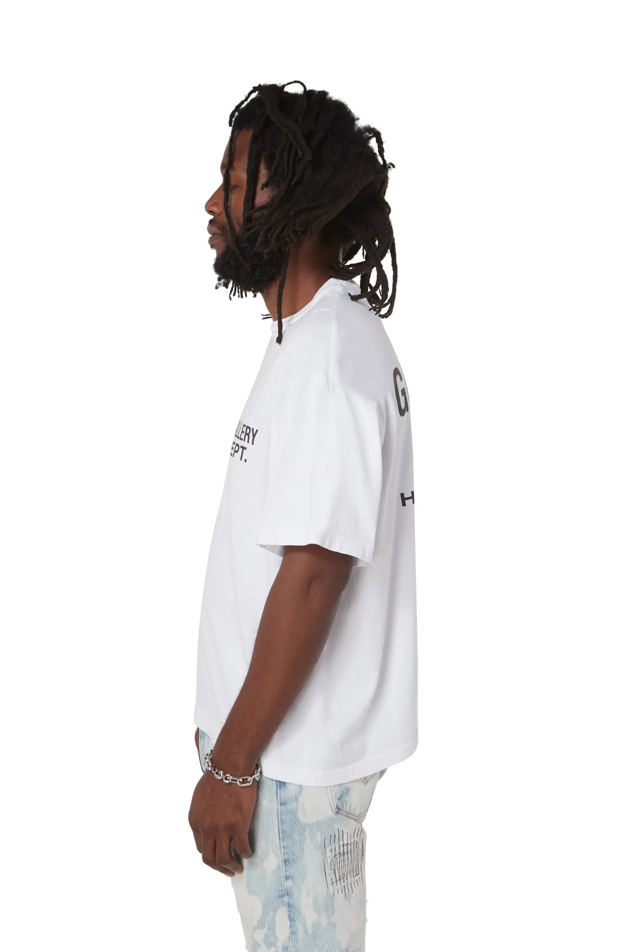 GALLERY DEPT. SOUVENIR TEE English LOGO commemorative basic short-sleeved white S-XL original consistent cotton and linen cylindrical fabric high poundage 230g fabric accessories matching correct version